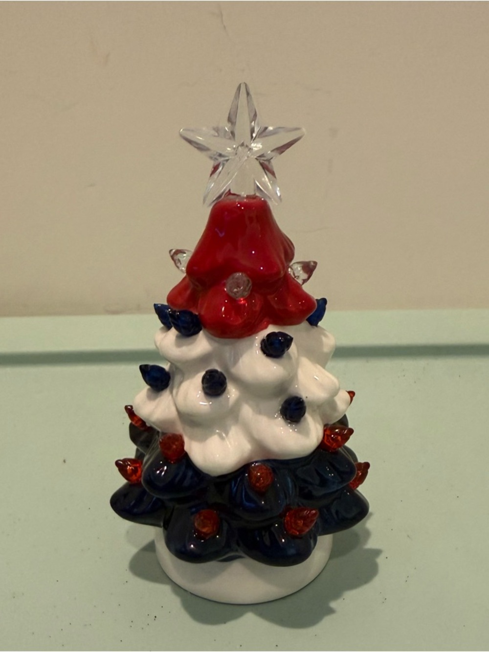 Patriotic Red, White & Blue Light Up Tree Figurine- NWT